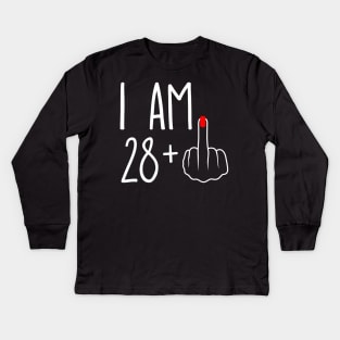 Vintage 29th Birthday I Am 28 Plus 1 Middle Finger Kids Long Sleeve T-Shirt